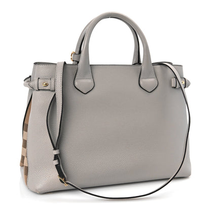 Burberry Derby Calfskin House Check Medium Banner Tote  Pale Grey 2 of 8