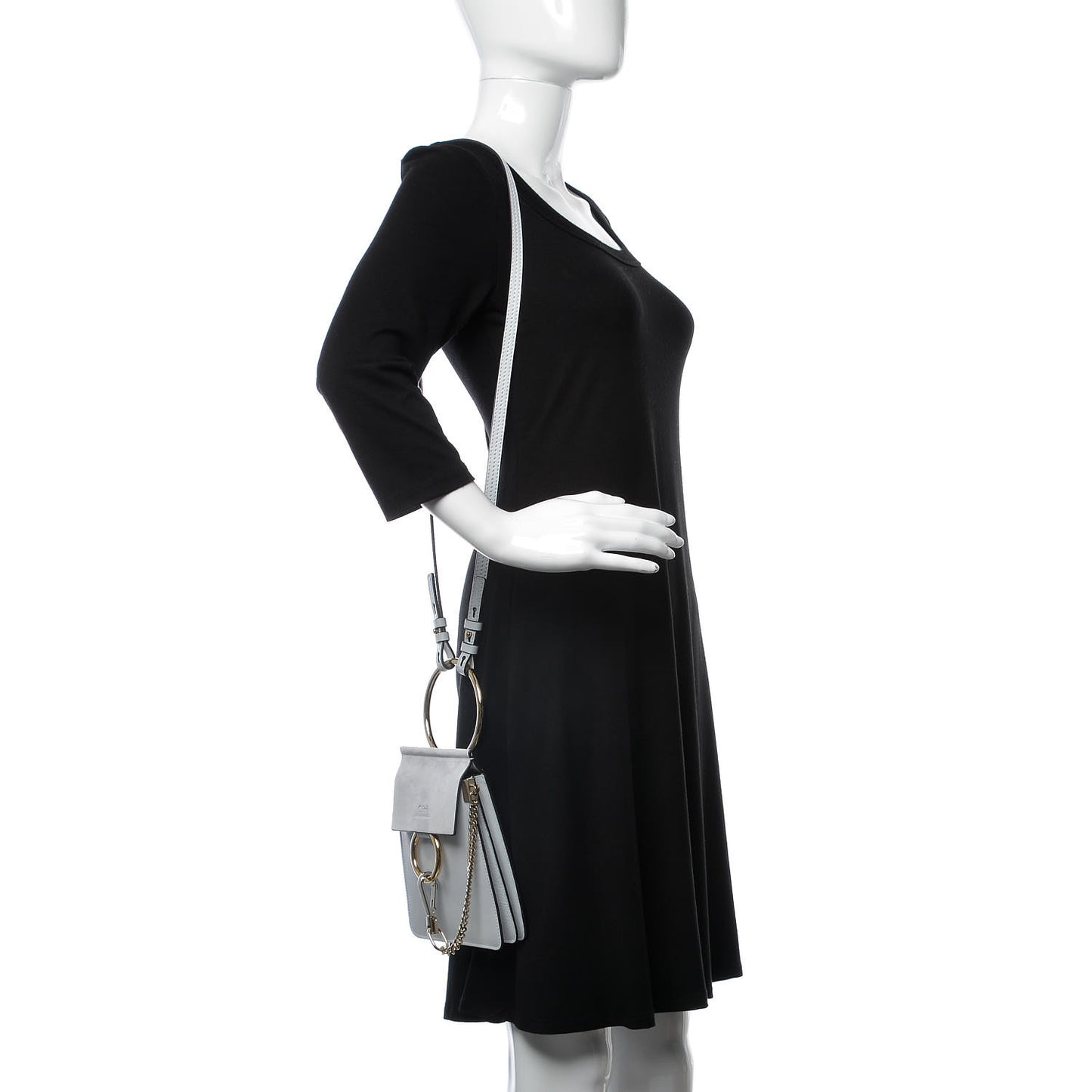 Suede Calfskin Mini Faye Bracelet Bag Light Cloud