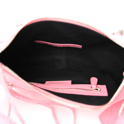 Balenciaga Extra Supple Calfskin Crocodile Embossed Small Le Cagole Shoulder Bag Sweet Pink 6 of 13