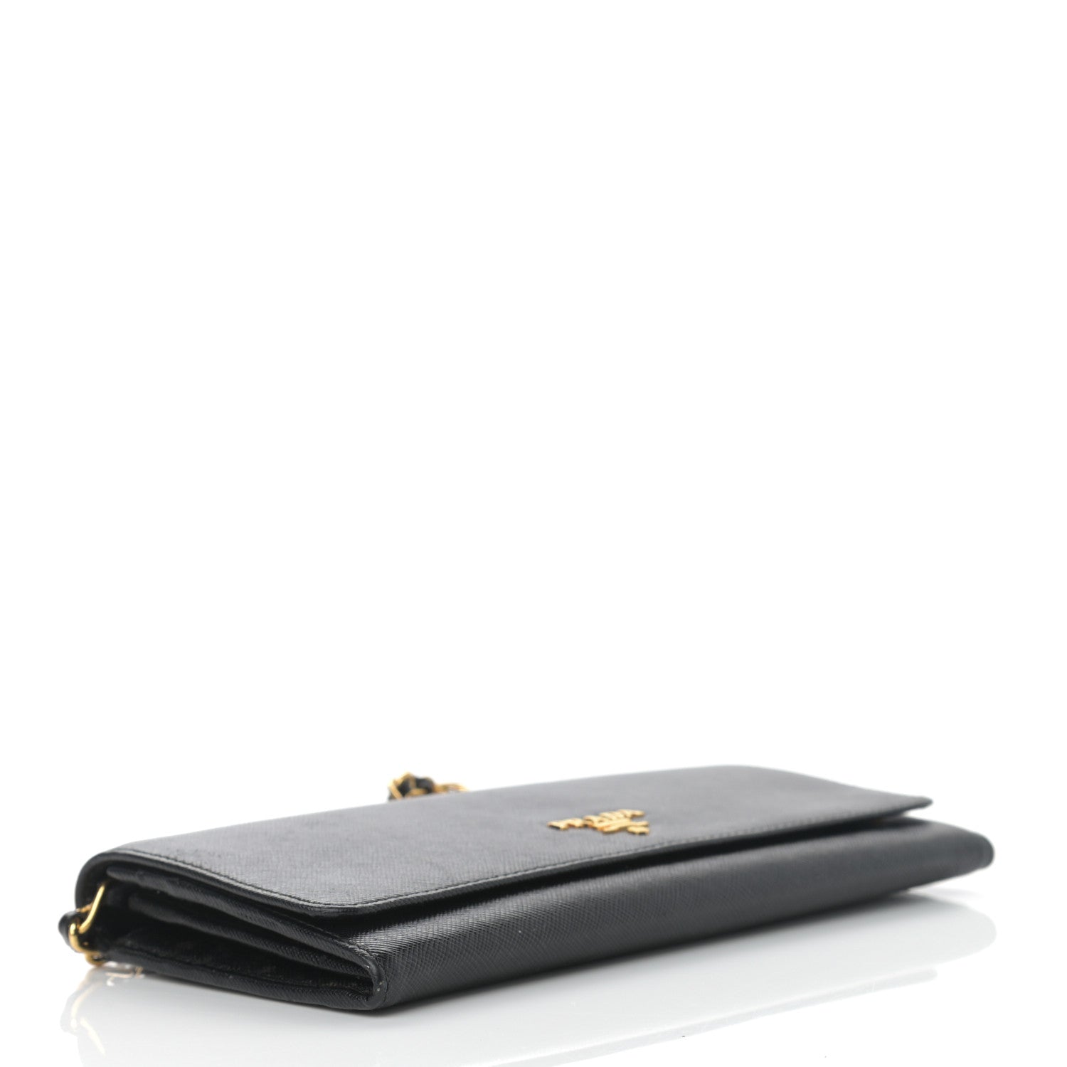 Prada Saffiano Metal Oro Chain Wallet Black 4 of 12