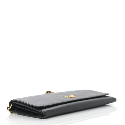 Prada Saffiano Metal Oro Chain Wallet Black 4 of 12