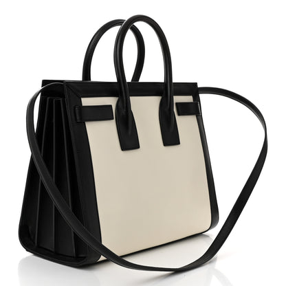 Saint Laurent Calfskin Bi-Color Small Sac De Jour White Black 3 of 10
