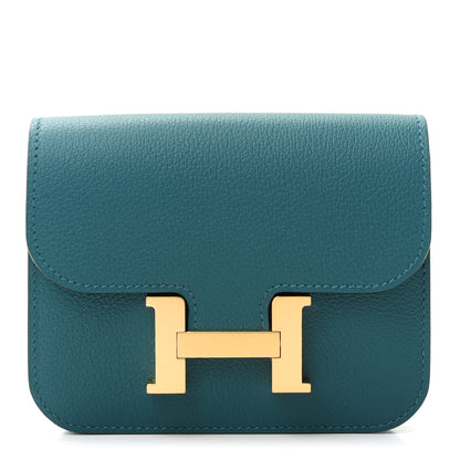 Hermes Evercolor Constance Slim Wallet Vert Bosphore 2 of 9