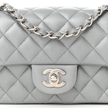 Chanel Metallic Lambskin Quilted Mini Rectangular Flap Silver 8 of 10