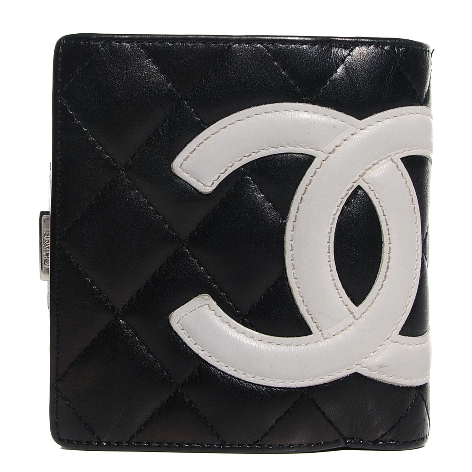 Chanel Calfskin Quilted Cambon Bi-Fold Wallet Black White 1 of 8