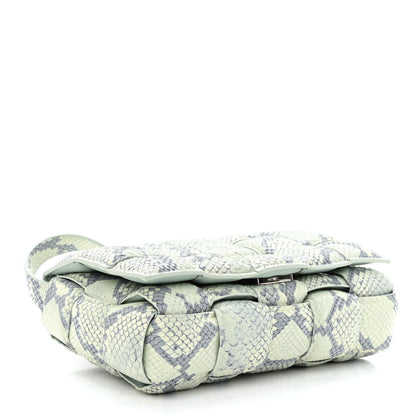 Bottega Veneta Goatskin Python Embossed Padded Cassette Crossbody Bag Dew Black Silver 4 of 10