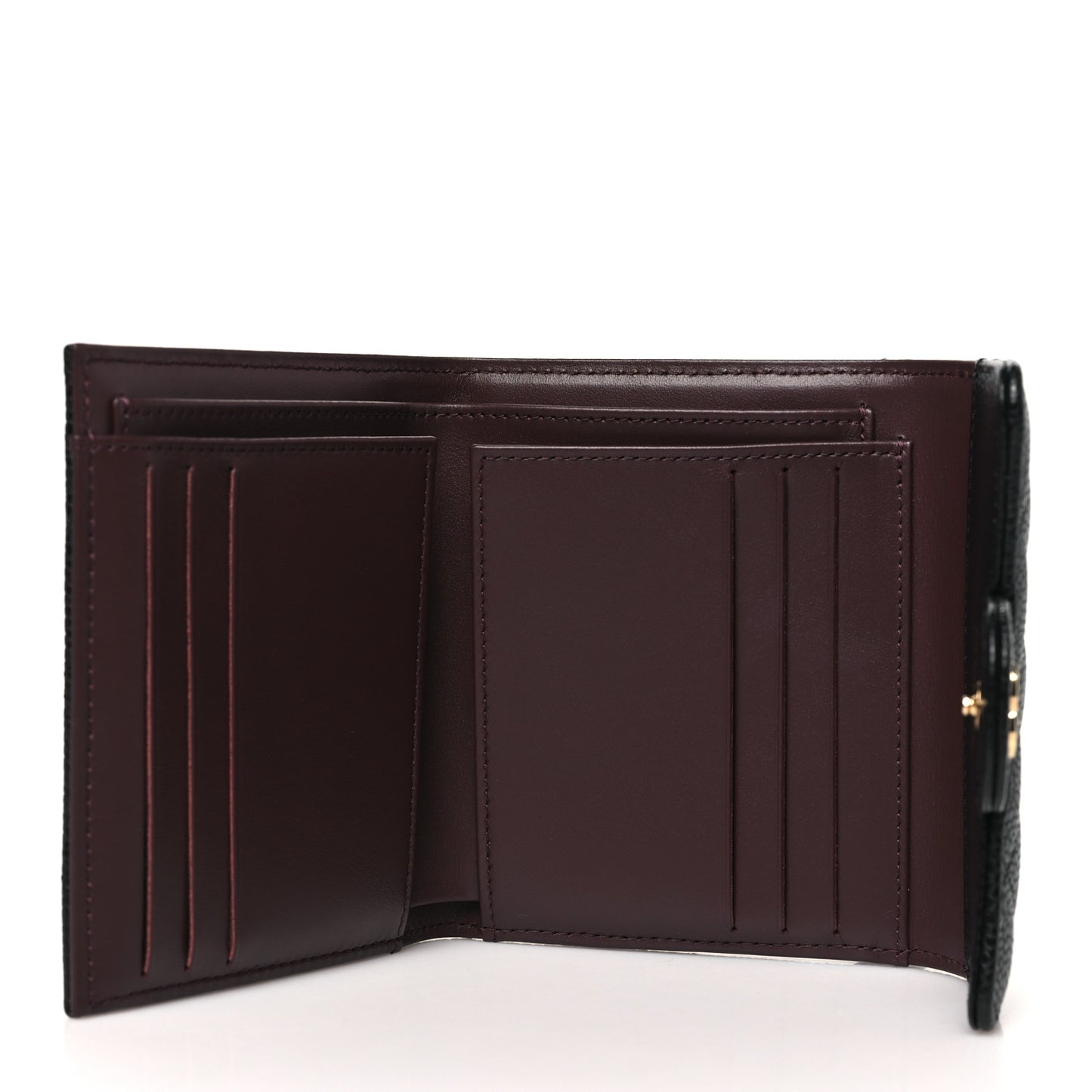 Caviar Quilted Compact Flap Wallet Black