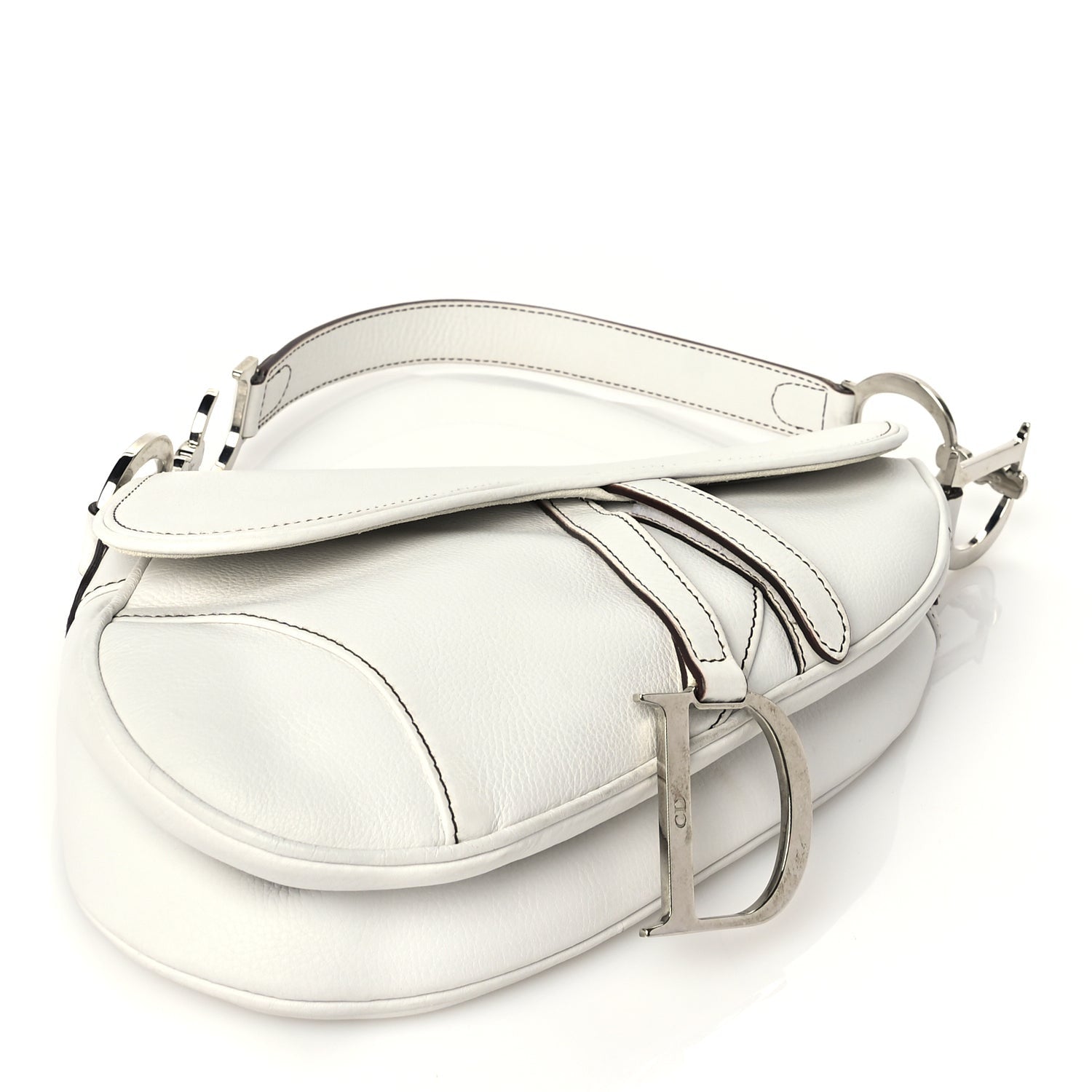Christian Dior Calfskin Saddle Bag White 3 of 8