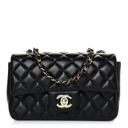 Chanel Lambskin Quilted Mini Rectangular Flap Black 1 of 12