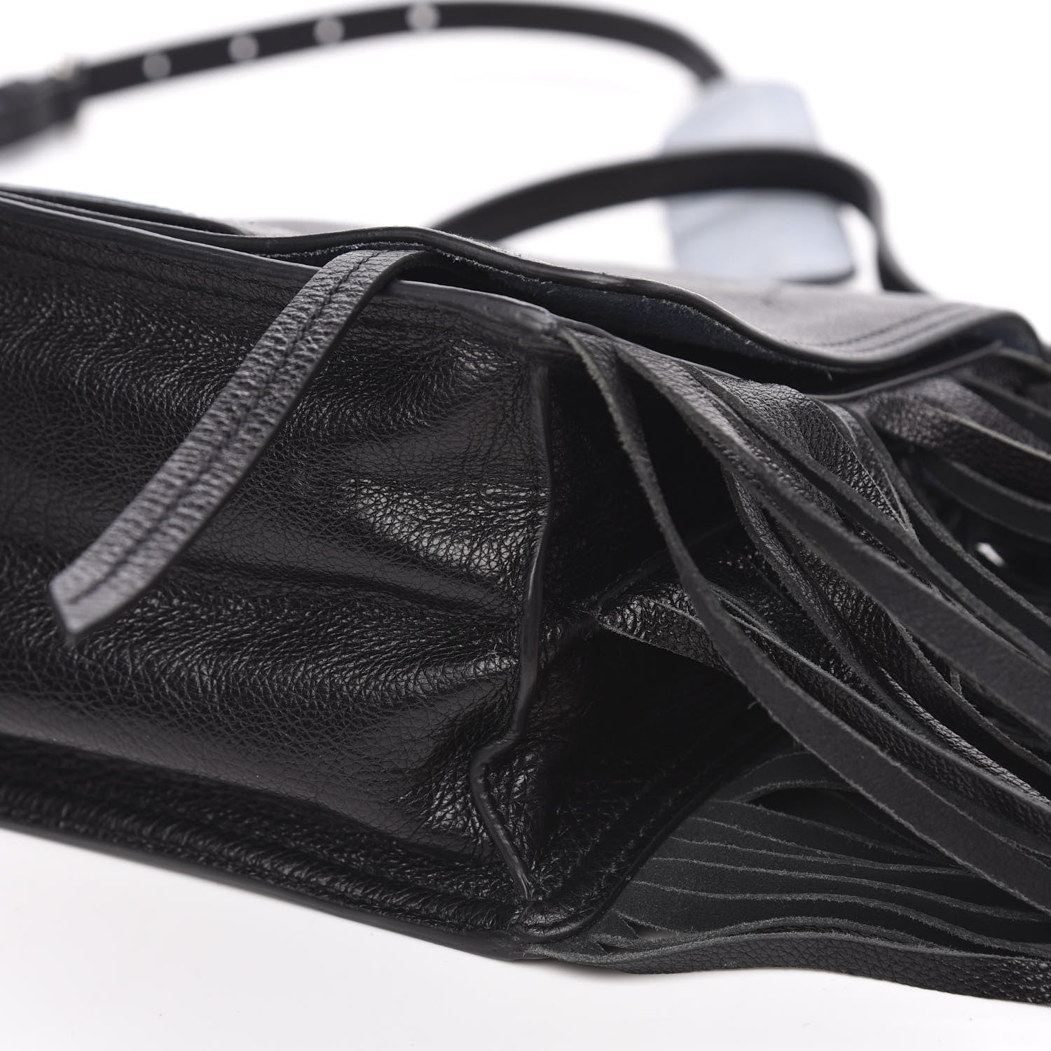 Prada Glace Calf Etiquette Fringe Flap Black Astrale 8 of 11