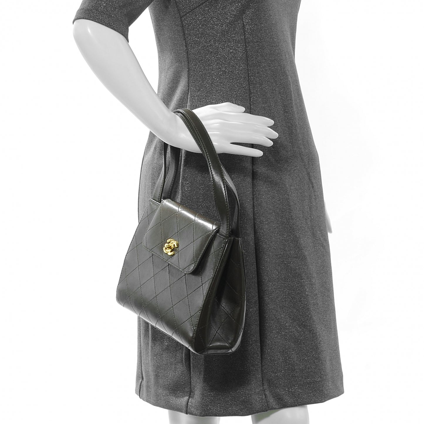 Lambskin Quilted Handbag Brown