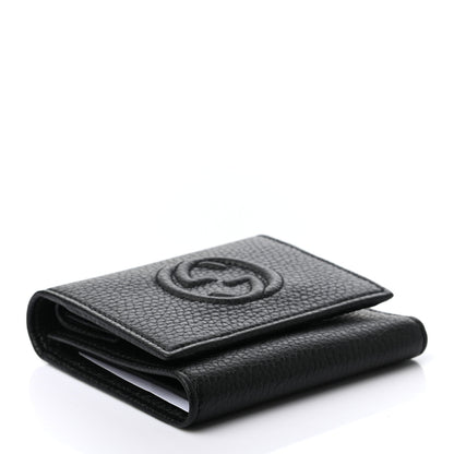 Gucci Pebbled Calfskin Soho Compact Flap Wallet Black 4 of 7