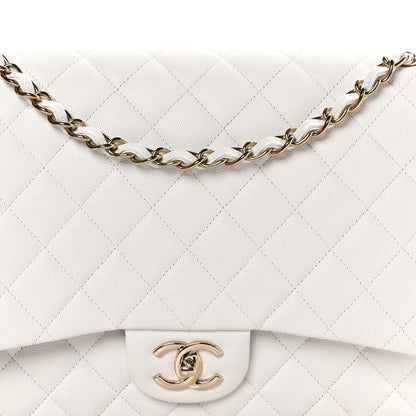 Chanel Caviar Quilted Maxi Double Flap White 8 of 10