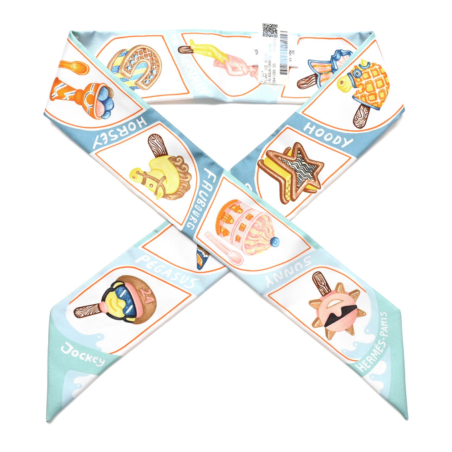 Silk Funny Ice Cream Twilly Aqua Orange Jaune