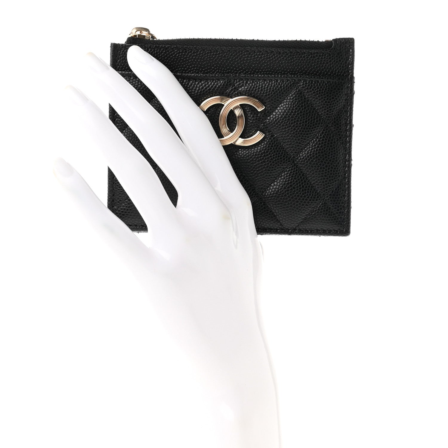 Chanel Caviar Quilted CC Zip Card Holder Black 2 of 8