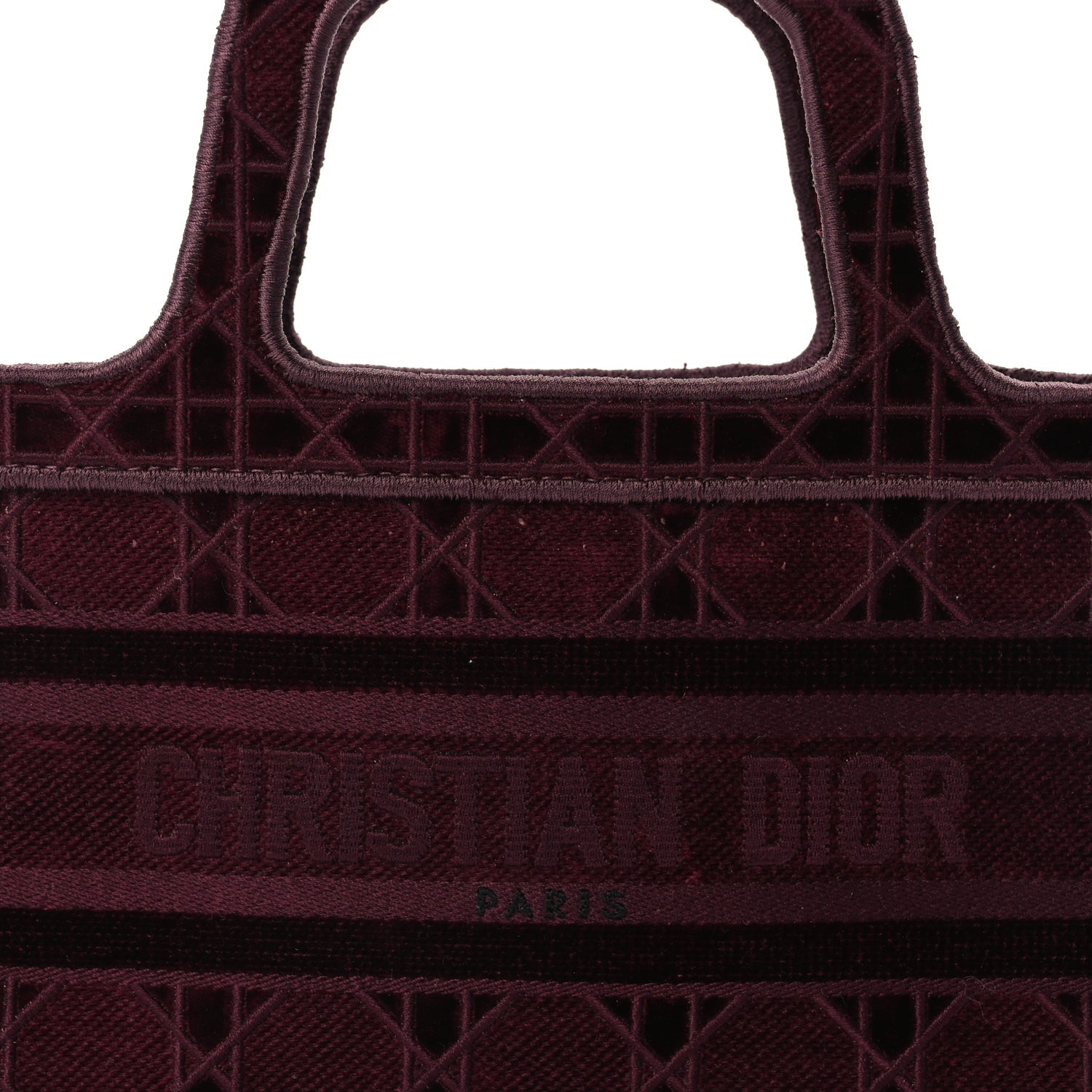 Christian Dior Velvet Cannage Embroidered Mini Book Tote  Burgundy 6 of 8