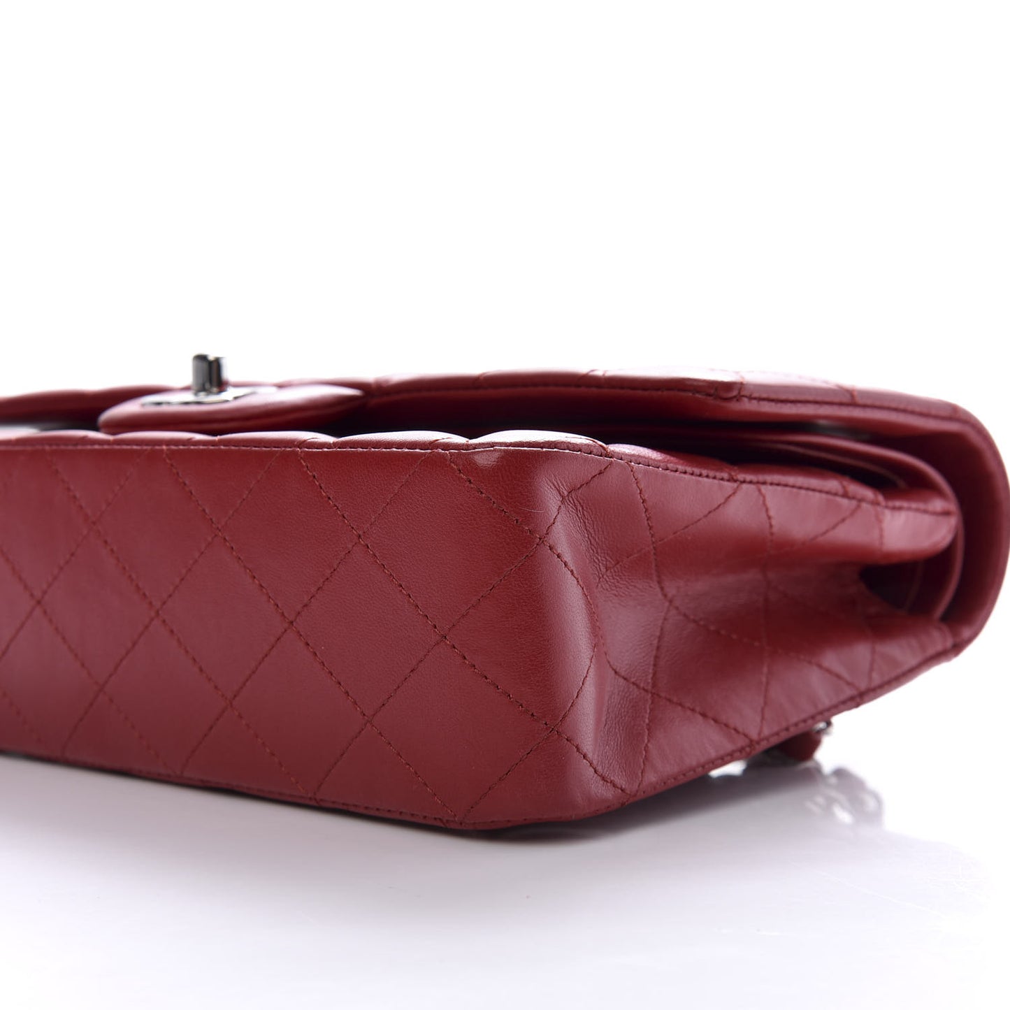 Lambskin Quilted Medium Double Flap Red