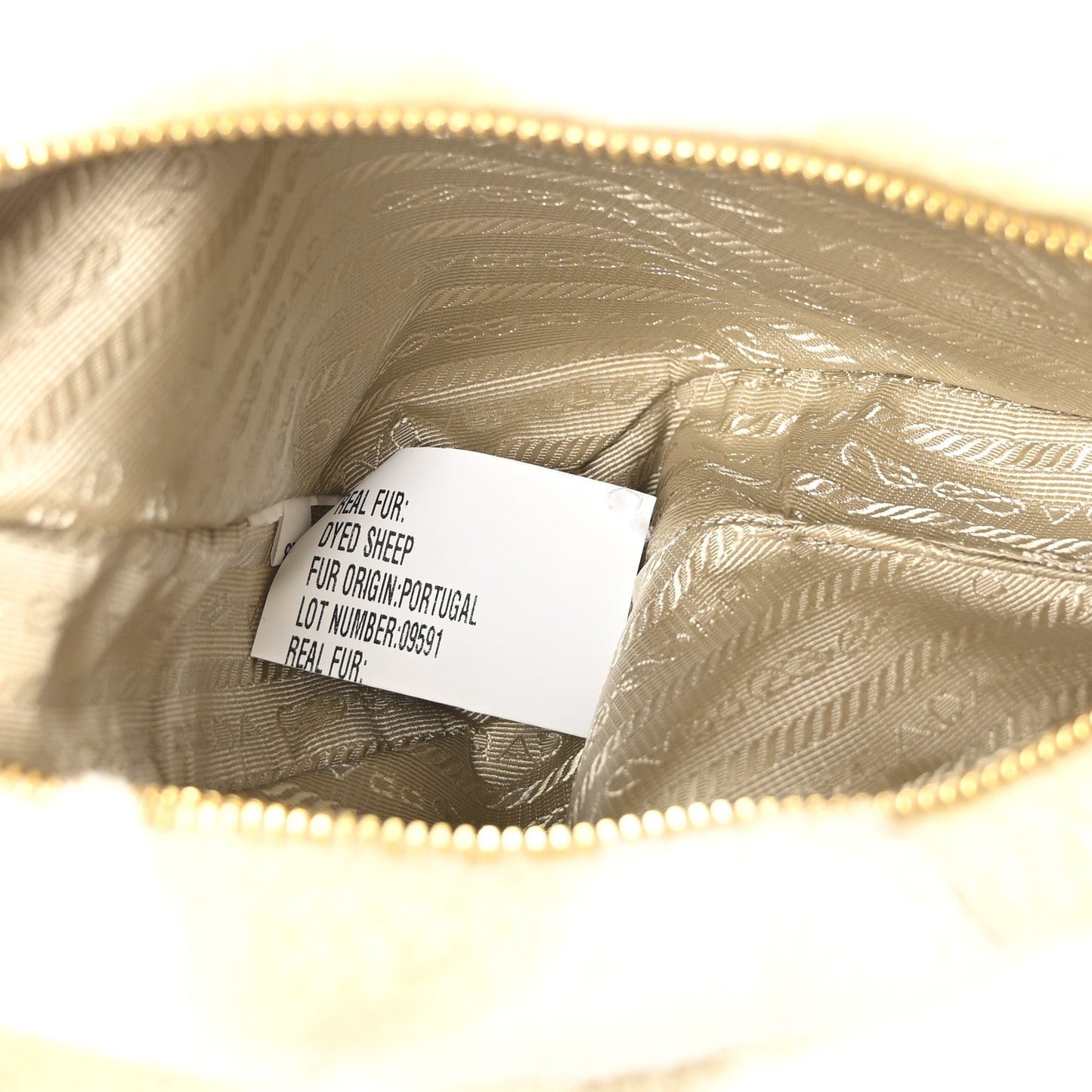 Shearling Symbole Mini Triangle Bag Ecru White