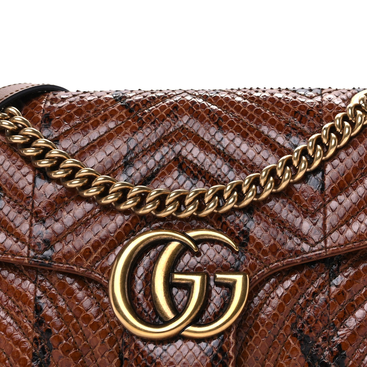 Gucci Python Matelasse Small GG Marmont Shoulder Bag Brown 6 of 8