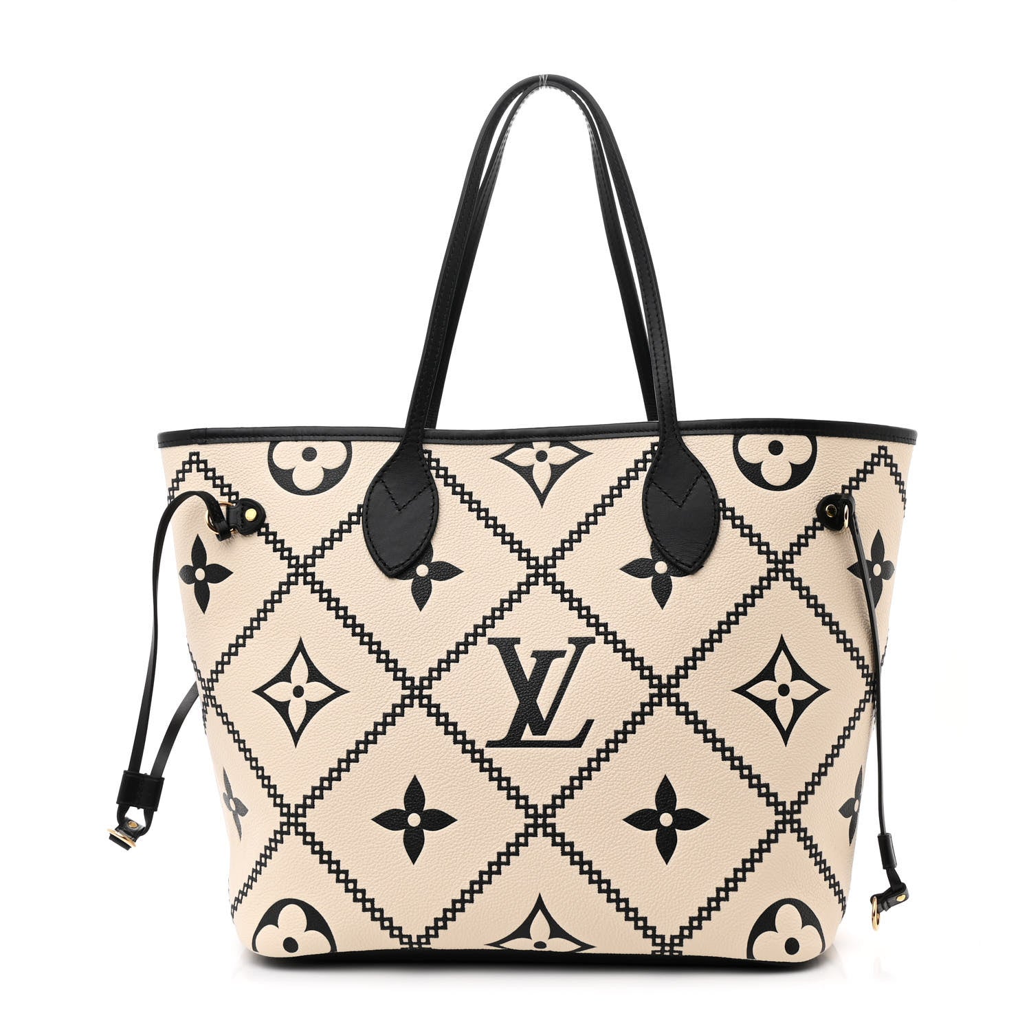 Louis Vuitton Empreinte Monogram Giant Broderies Neverfull MM Cream Black 1 of 9