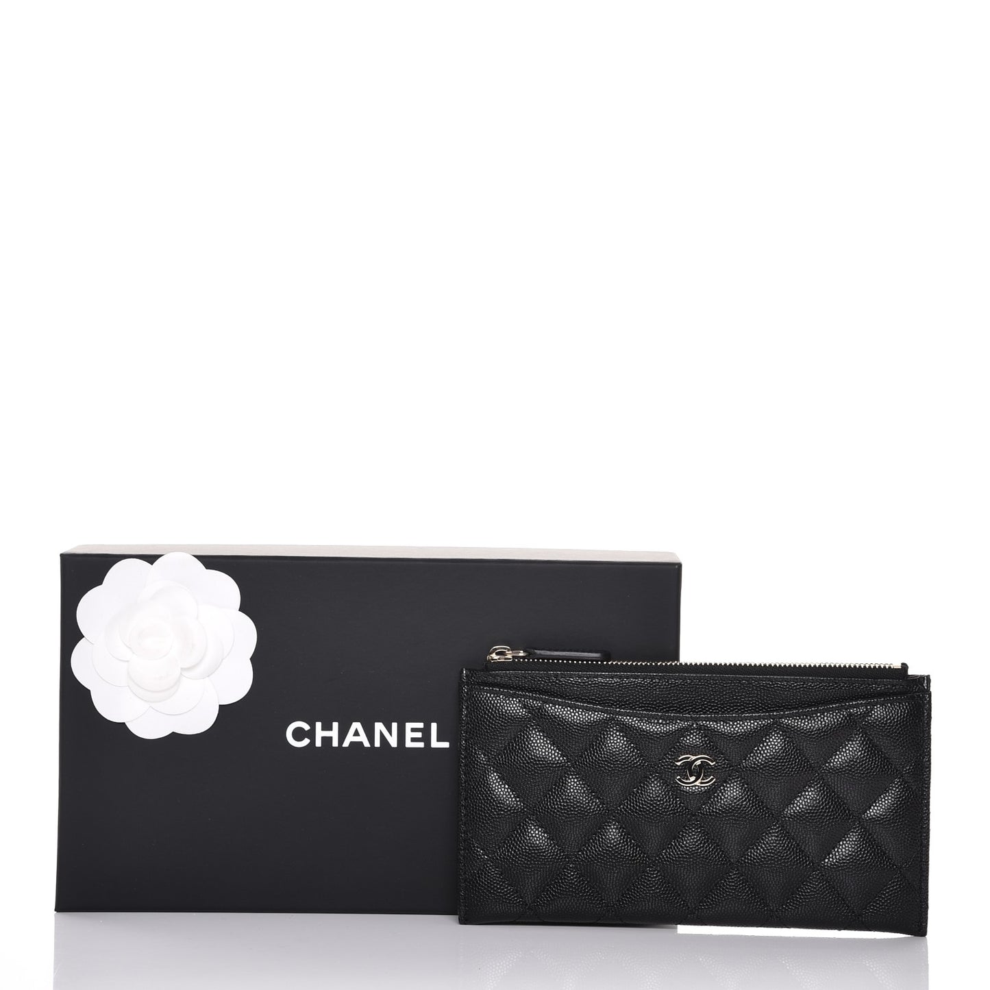 Caviar Quilted Classic Zip Pouch Black