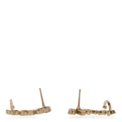 Chanel Metal Crystal Coco Script CC Climber Earrings Gold 4 of 5