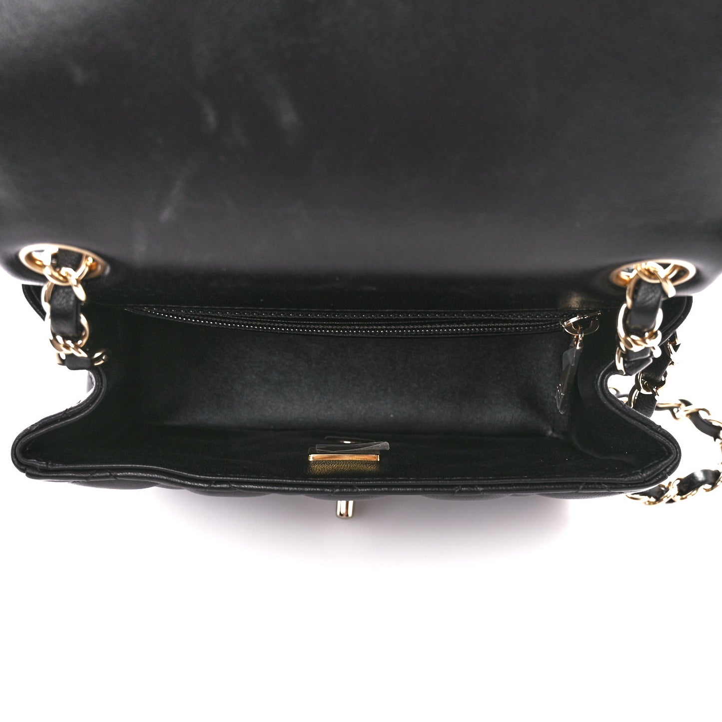 Lambskin Quilted Mini Square Flap Black