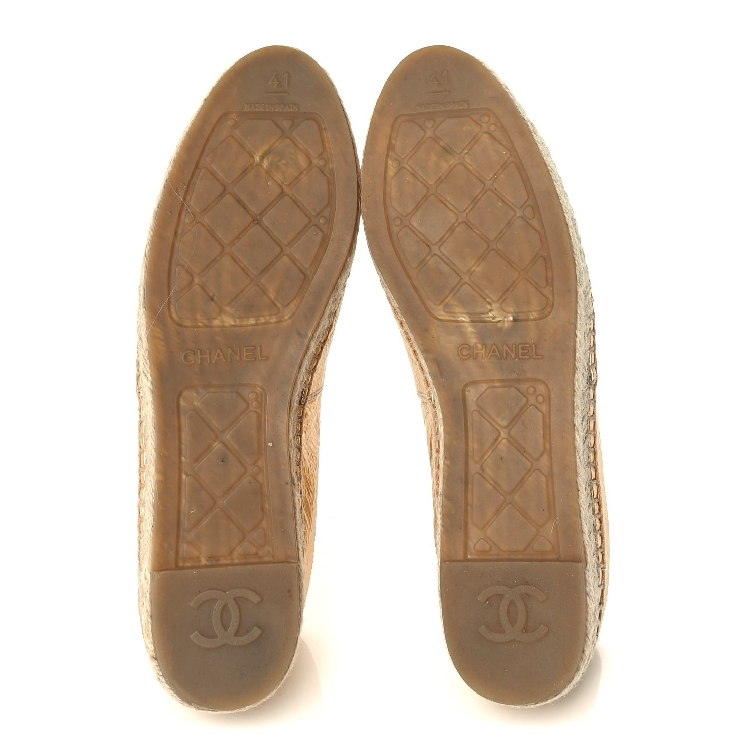 Chanel Laminated Lambskin Grosgrain CC Espadrilles 41 Gold Black 6 of 8