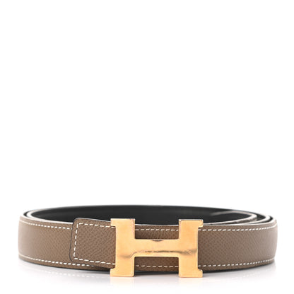 Hermes Swift Epsom 24mm Mini Constance H Belt 95 Black Etoupe 1 of 5