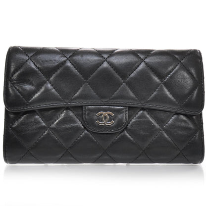 Chanel Lambskin Quilted Large Flap Wallet Black 1 of 10