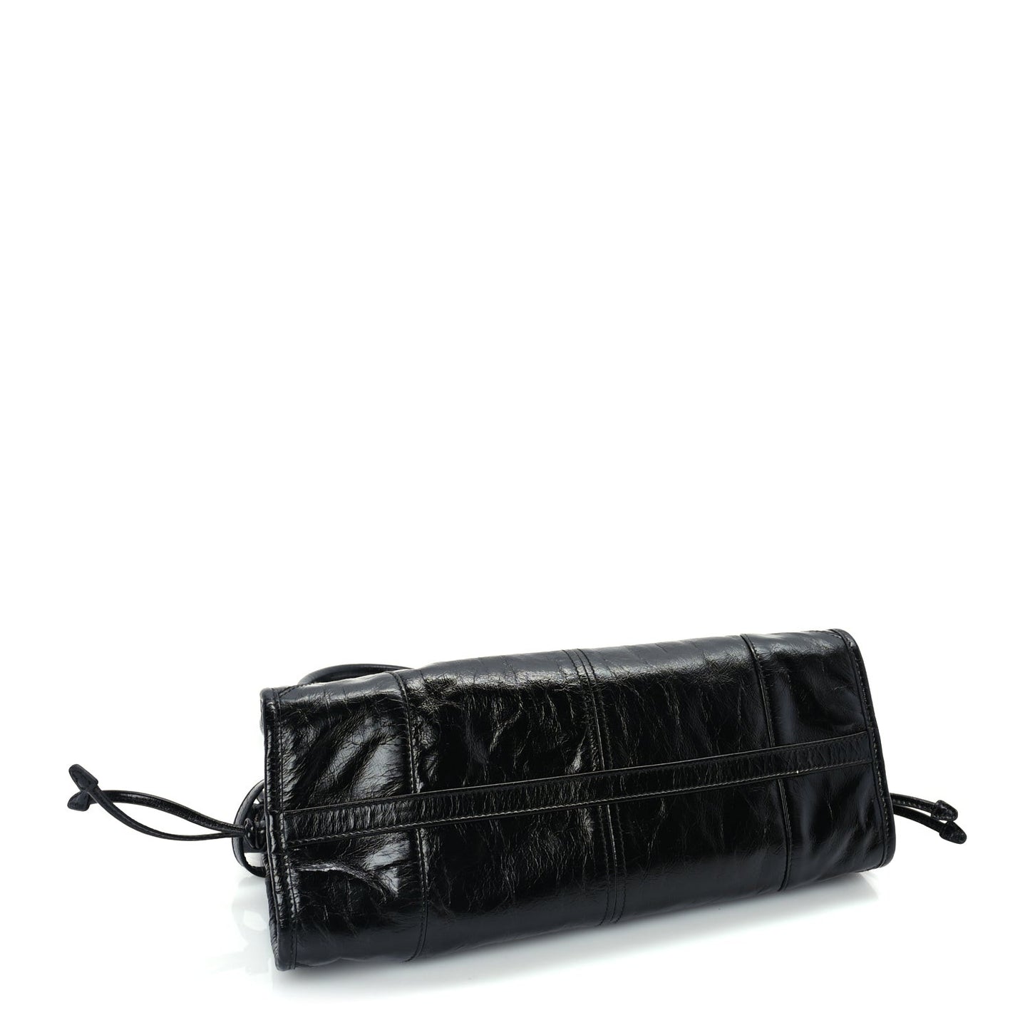 Glossy Calfskin Triangle Medium Bonnie Shoulder Bag Black