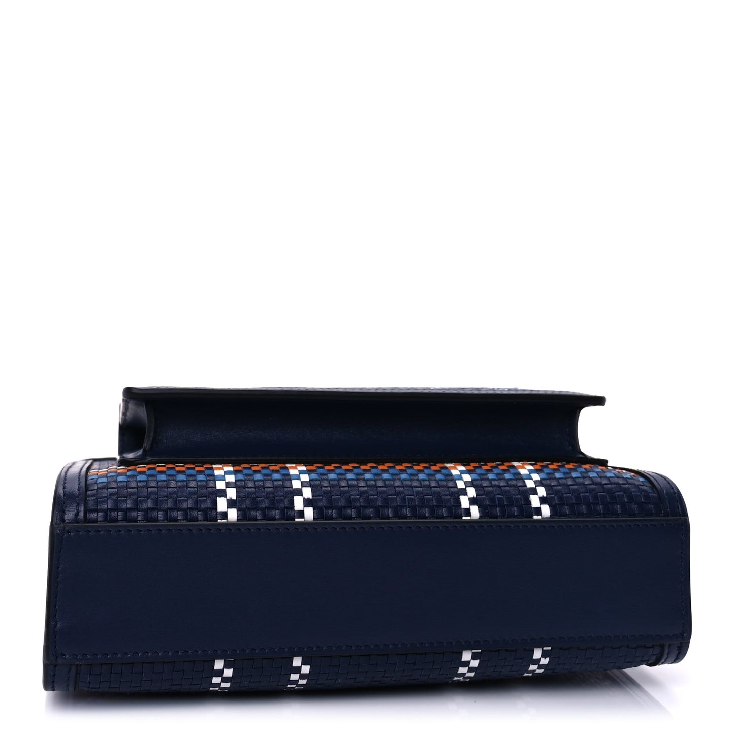 Calfskin Nylon Tartan Mini Pocket Bag  Blue White Orange