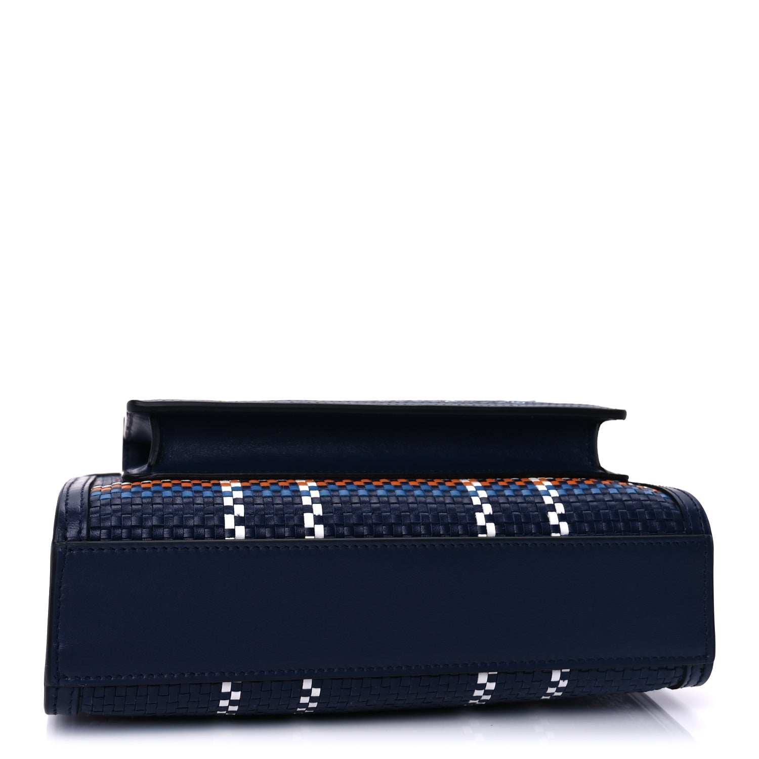 Burberry Calfskin Nylon Tartan Mini Pocket Bag  Blue White Orange 3 of 8