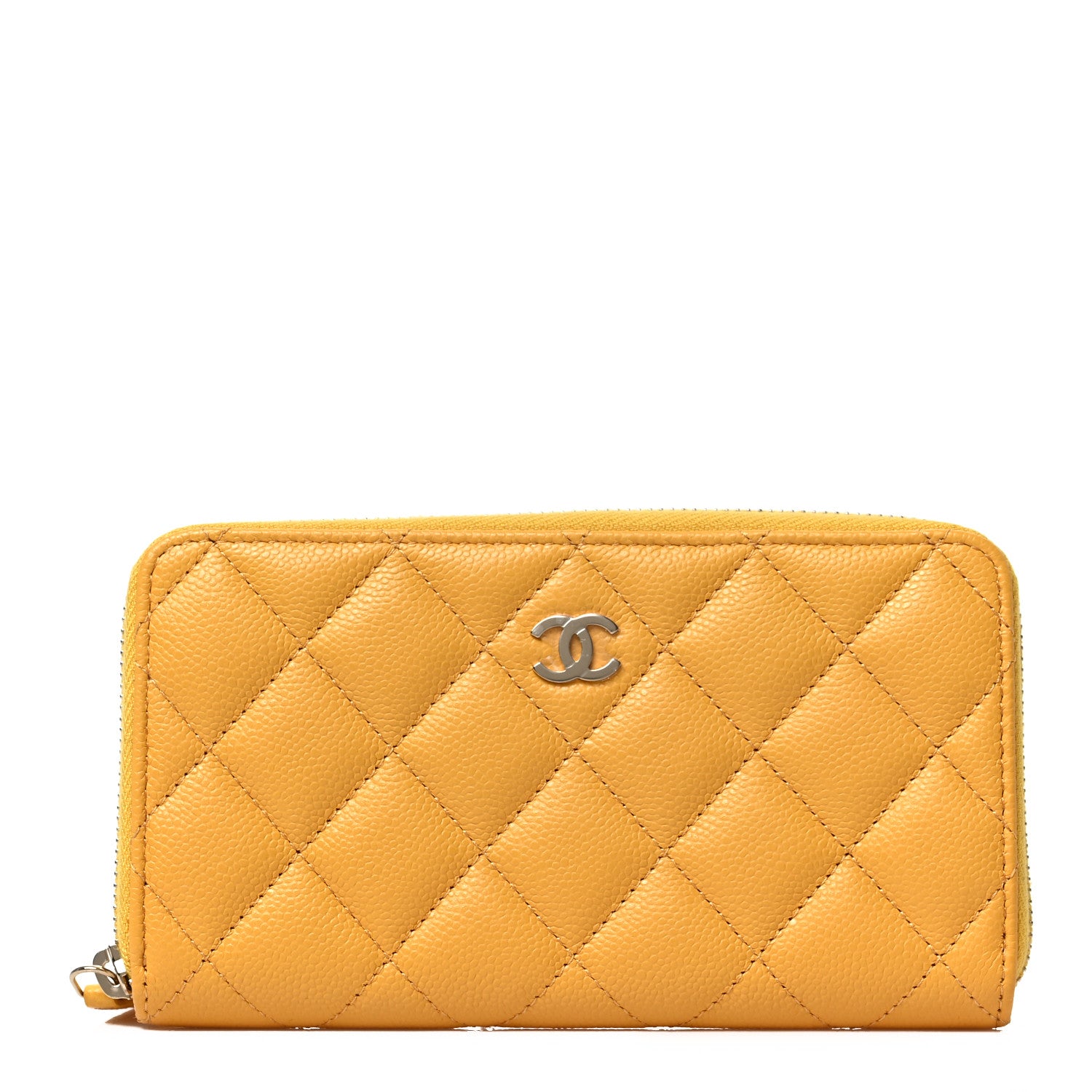 Chanel Caviar Quilted Medium Zip Around Wallet Yellow 1 of 9