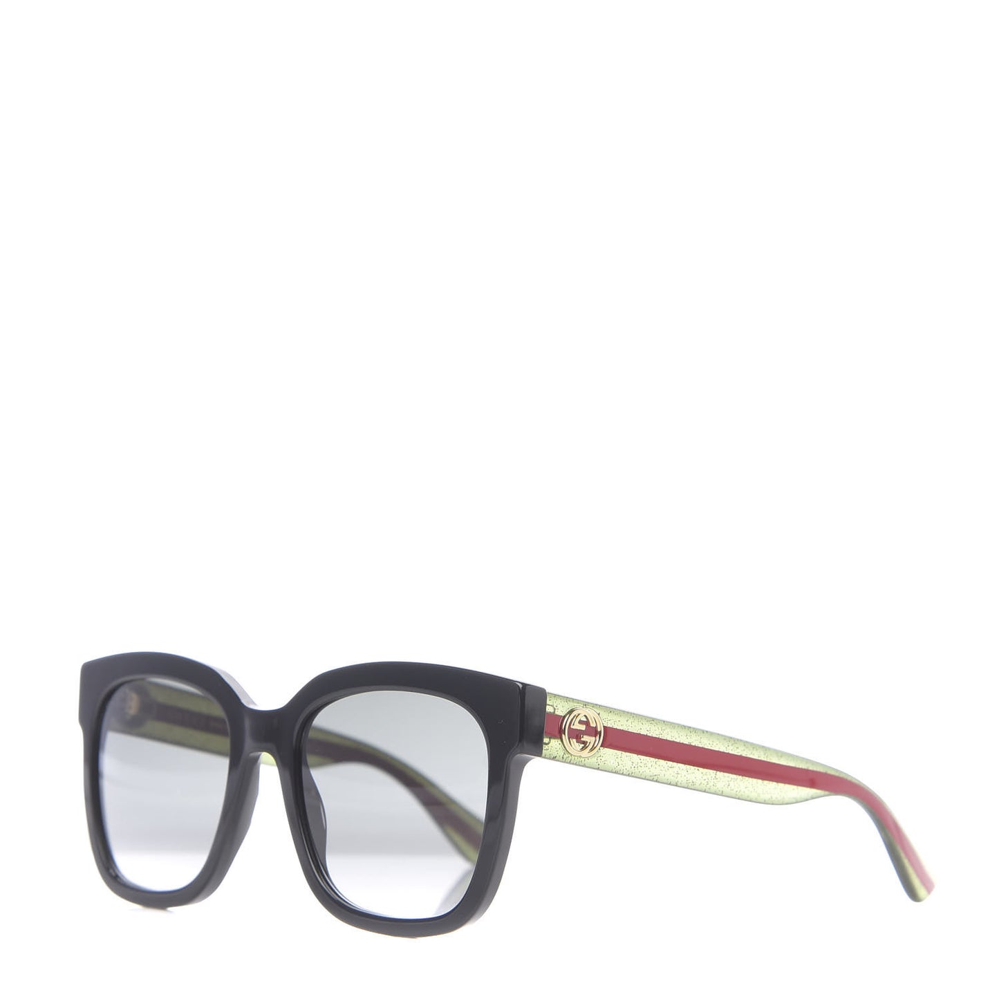 Square Frame Glitter Sunglasses GG0034S Black Green