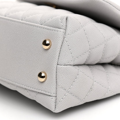 Chanel Caviar Quilted Mini Coco Handle Flap Light Grey 18 of 21