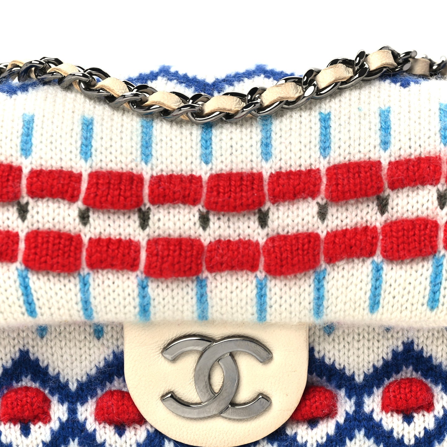 Cashmere Knit Extra Mini Single Flap White Multicolor