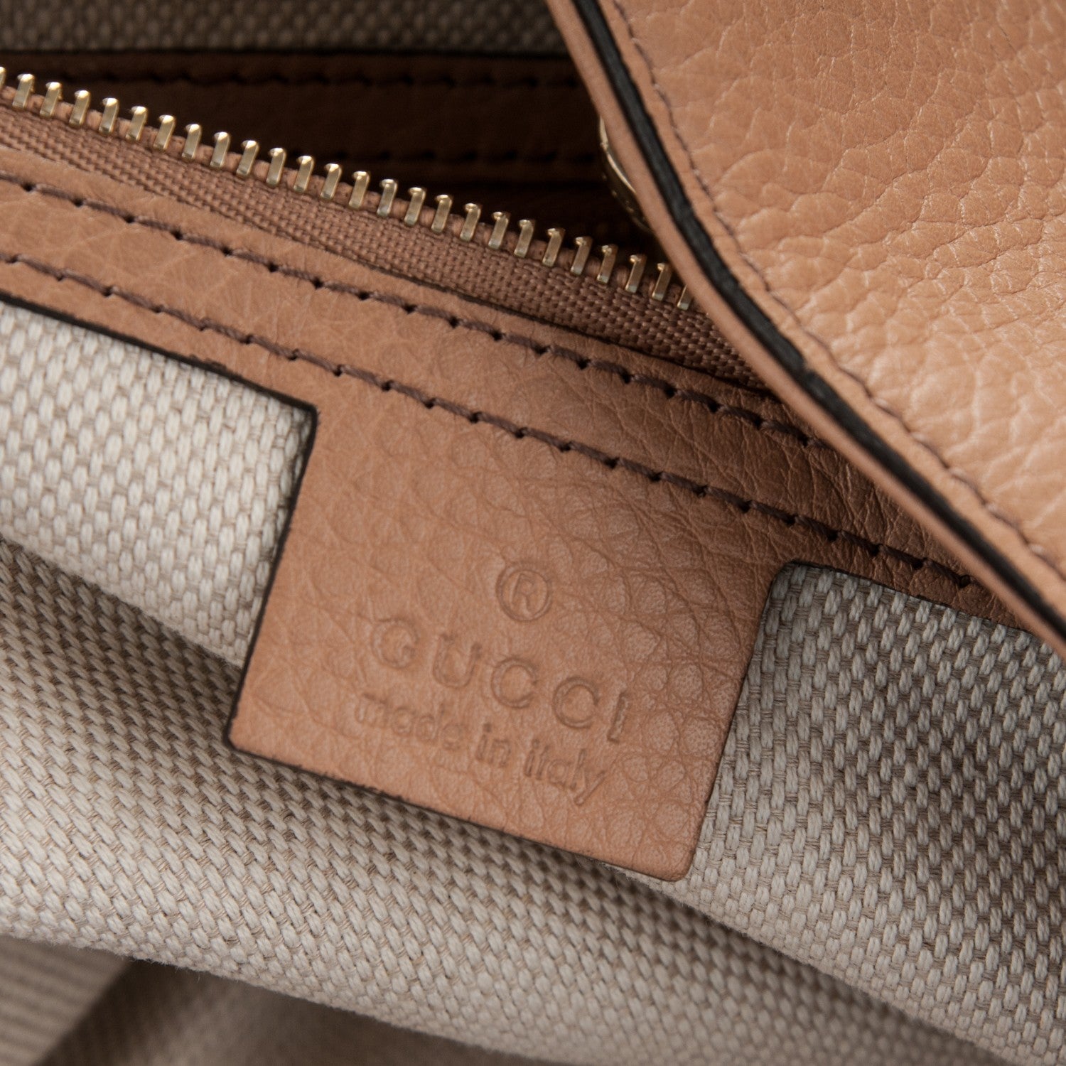 Gucci Pebbled Calfskin Medium Soho Chain Shoulder Bag Beige 6 of 7