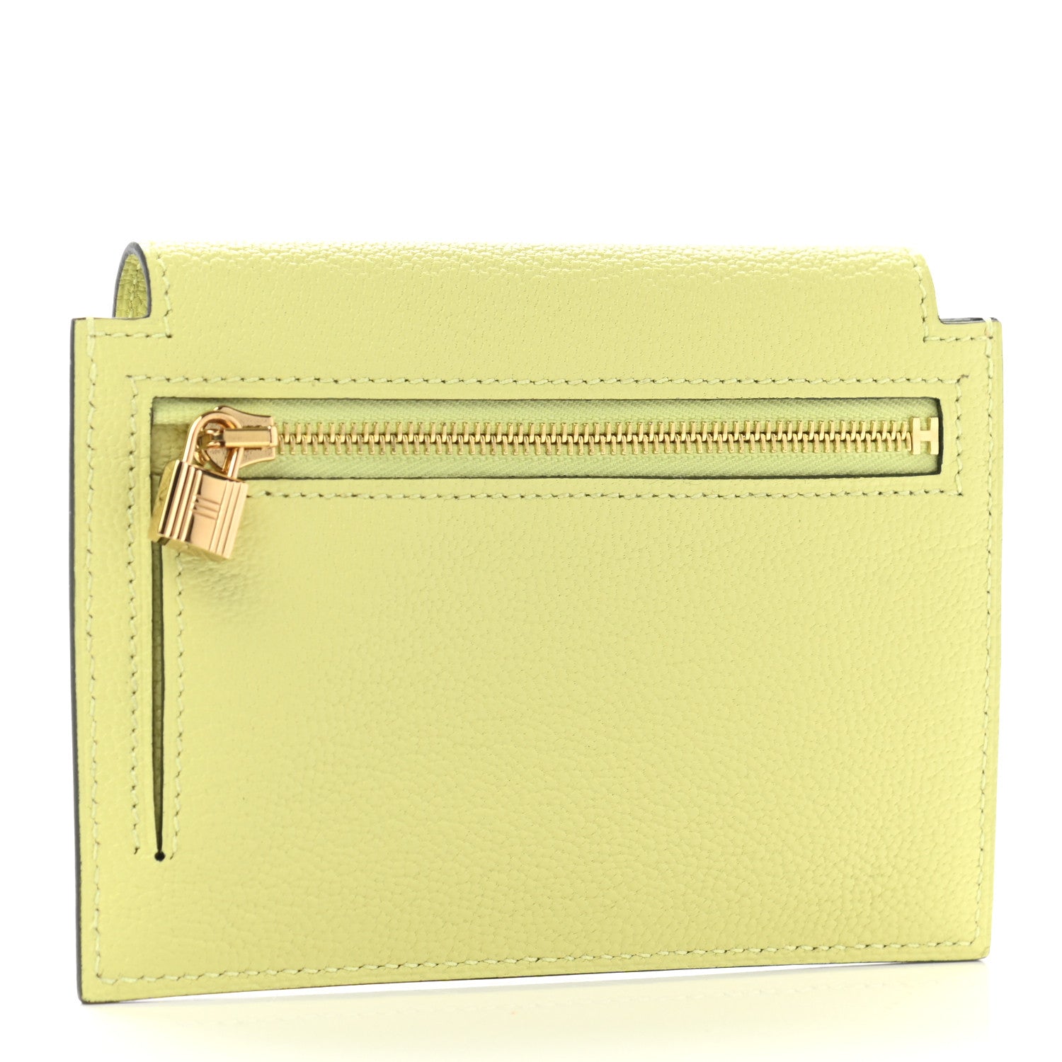 Hermes Chevre Mysore Kelly Pocket Compact Wallet Jaune Bourgeon 3 of 8