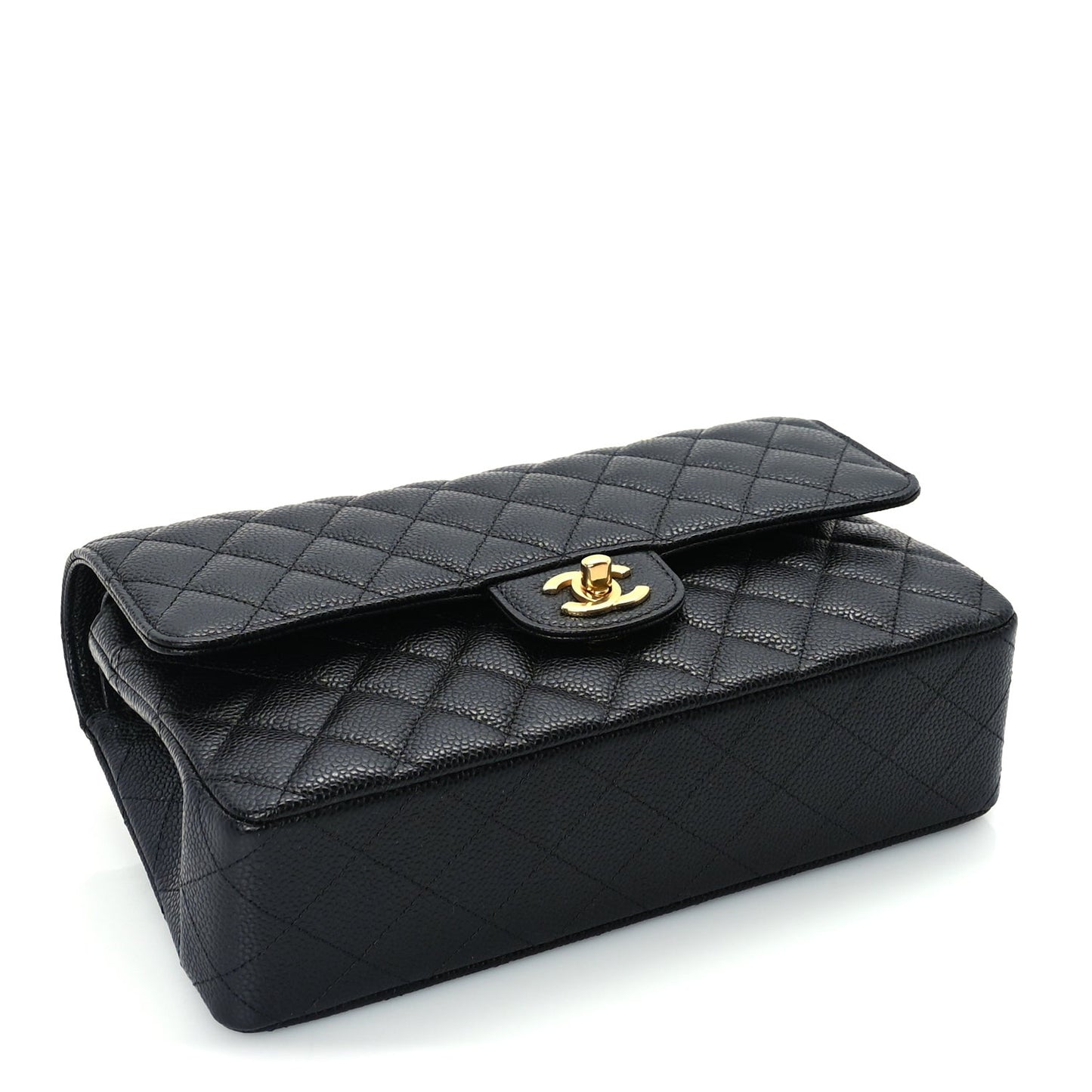 Caviar Quilted Medium Double Flap Black
