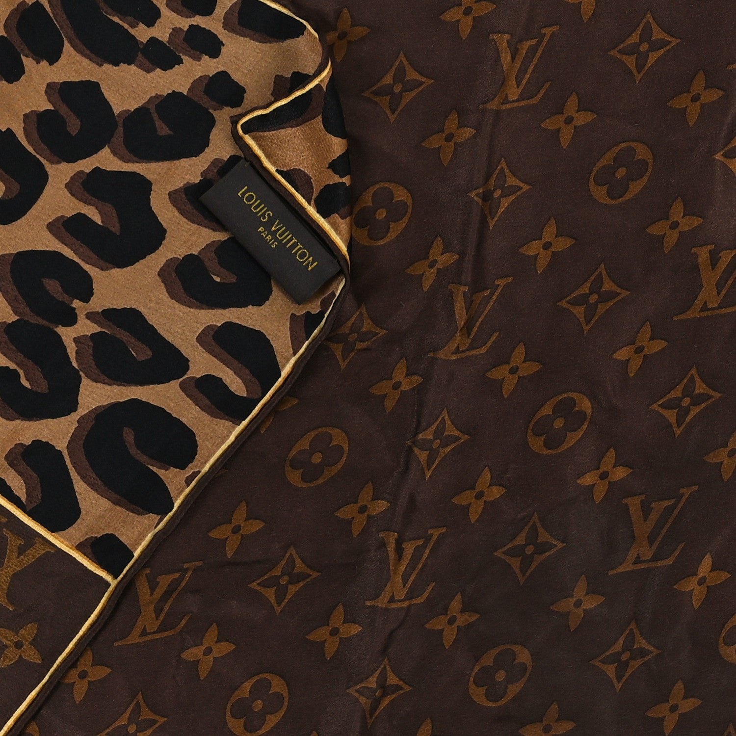 Louis Vuitton Silk Leopard Monogram Square Scarf 3 of 4