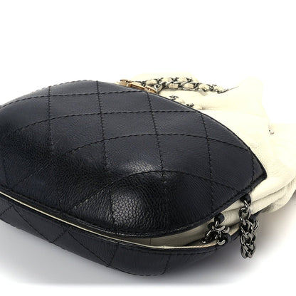 Chanel Aged Calfskin Quilted Small Gabrielle Bucket White Black 9 of 9