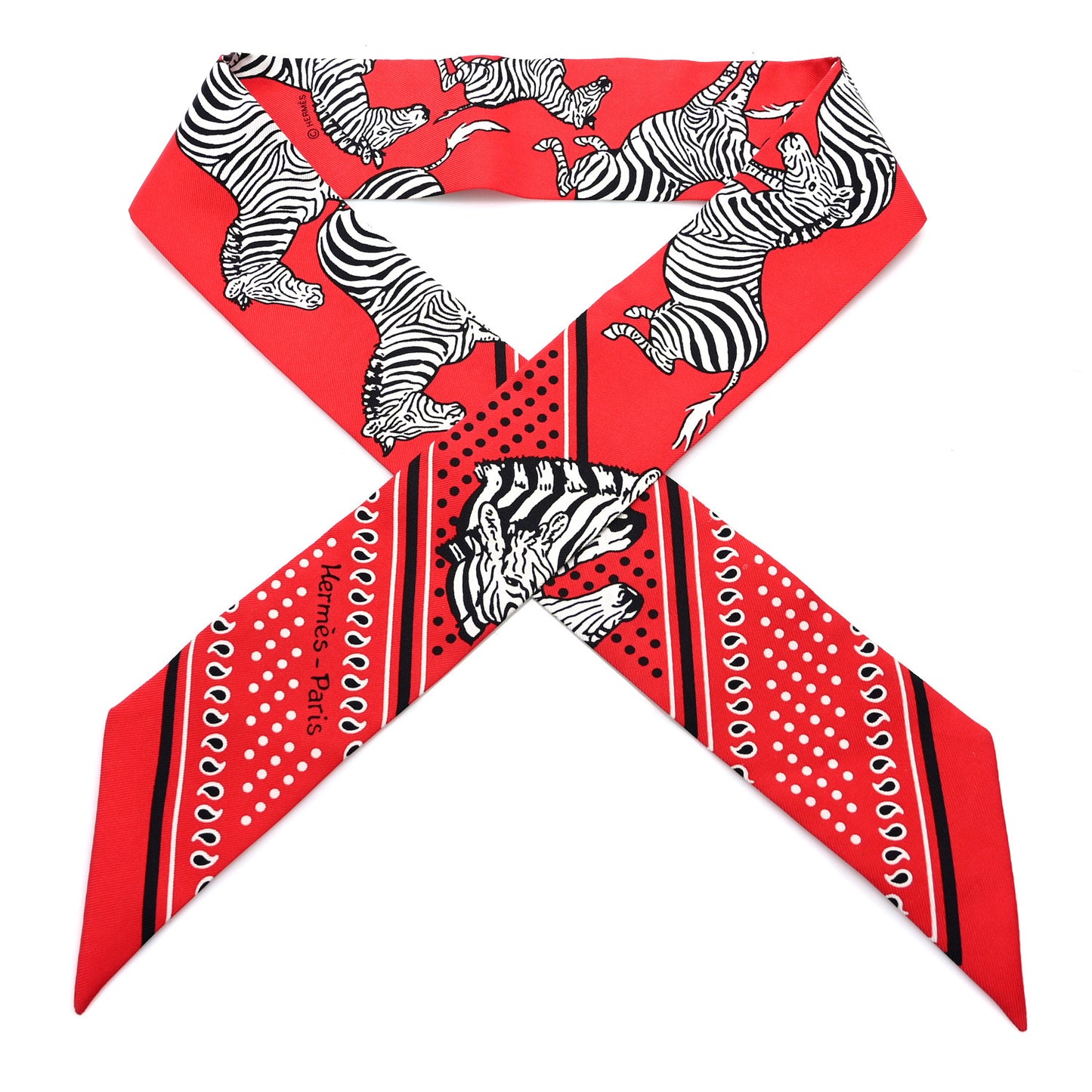 Silk Les Zebres Twilly Rouge Black White