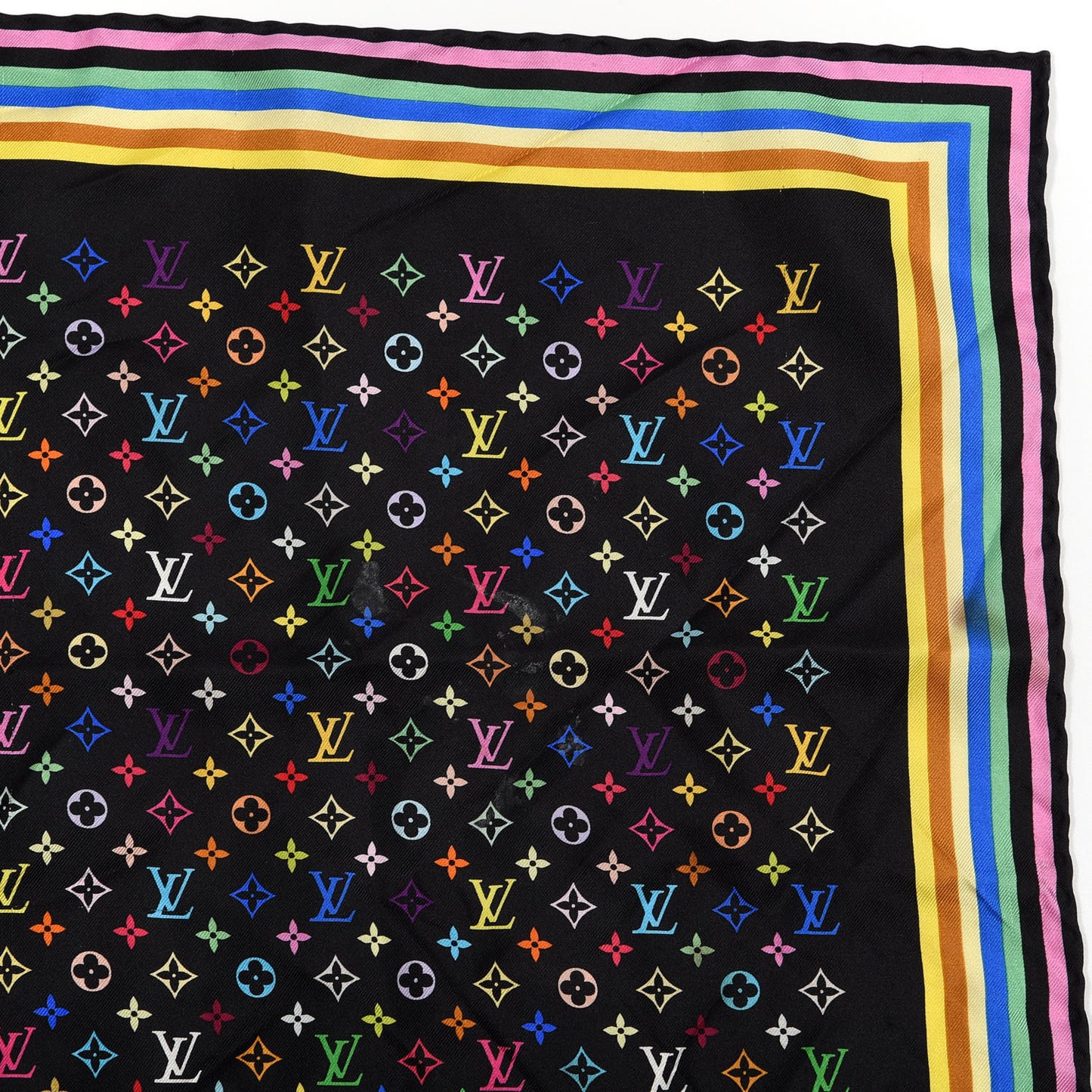 Silk Monogram Multicolor Square Scarf Black