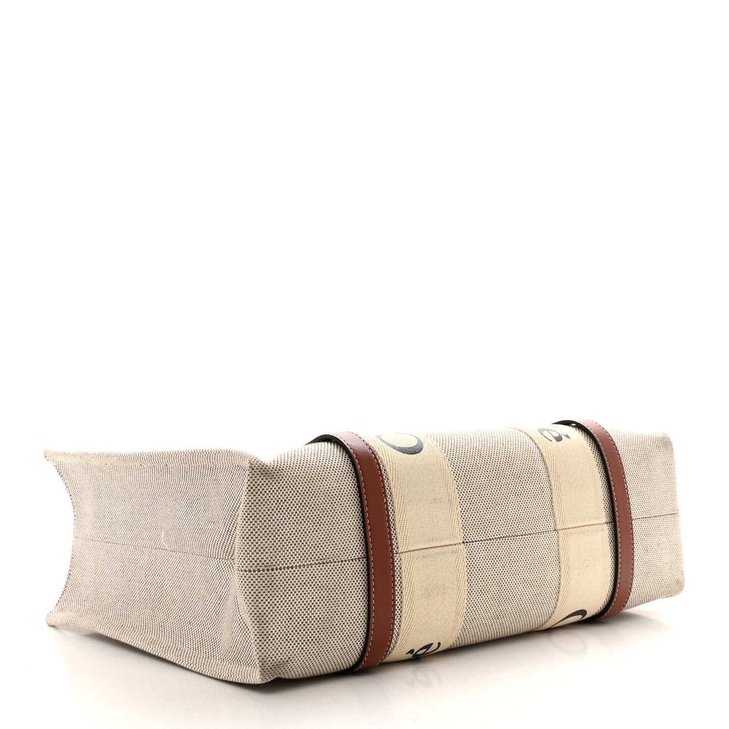 Cotton Calfskin Medium Woody Ribbon Tote White Brown