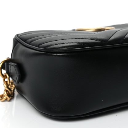 Gucci Calfskin Matelasse Small GG Marmont Chain Shoulder Bag Black 8 of 10