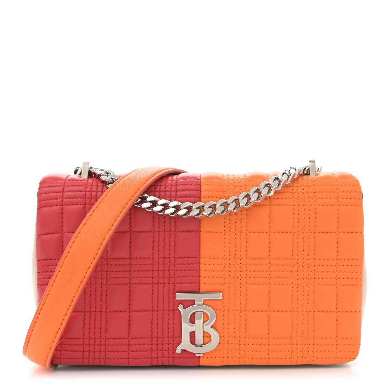 Burberry Lambskin Quilted Small Lola Bag Bright Red Orange 1 of 7