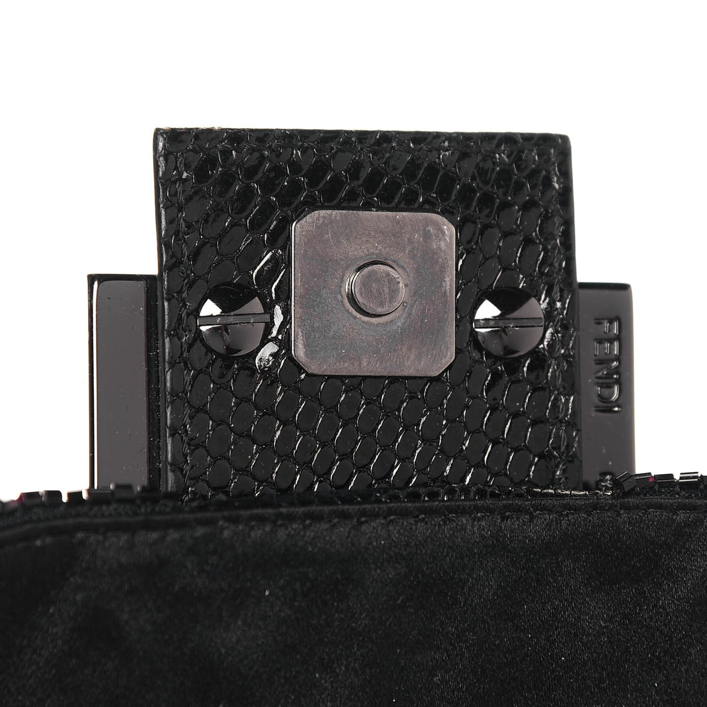 Lizard Beaded Mini Mama Baguette Black