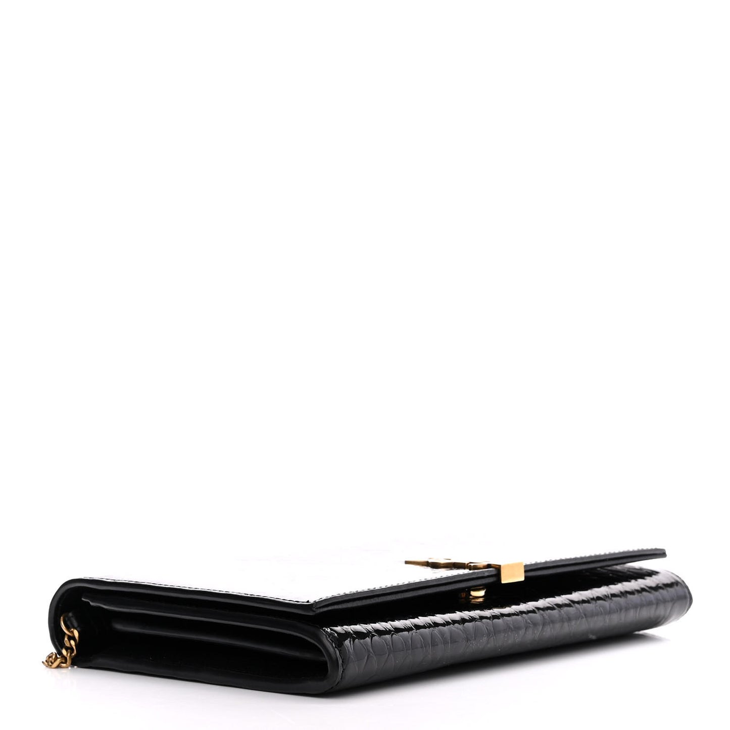 Embossed Monogram Chain Wallet Black