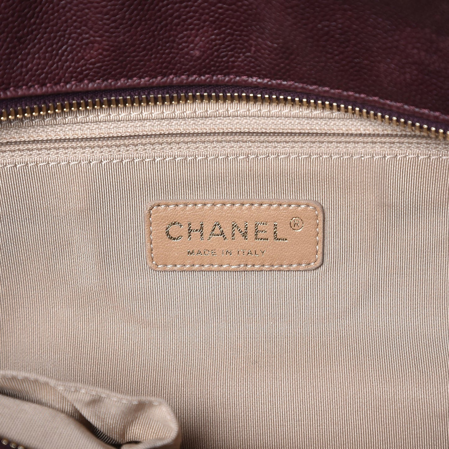 Caviar Stitched Tote Burgundy